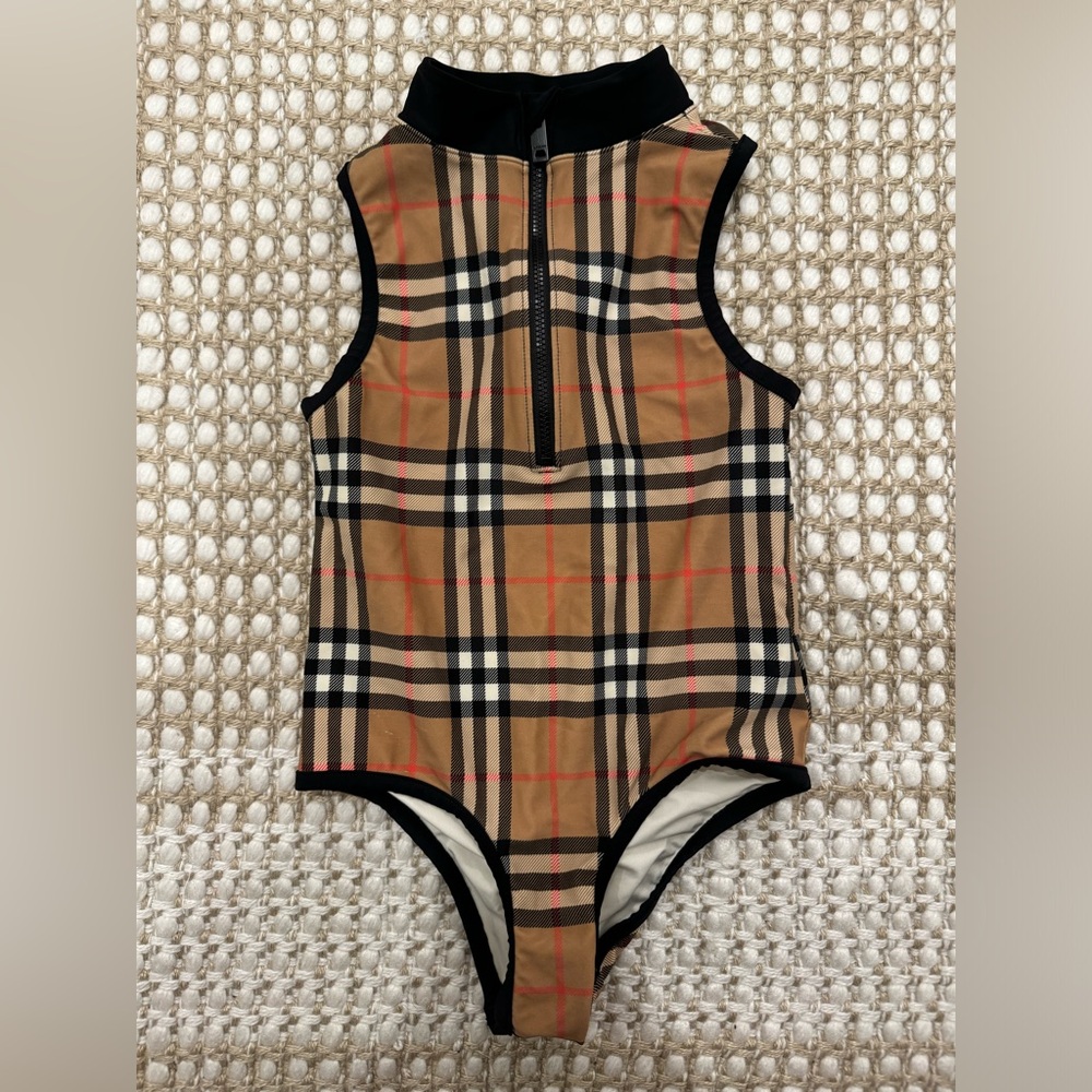 BURBERRY Girls Check One-Piece Swimsuit